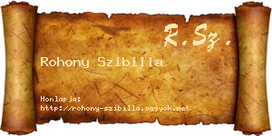 Rohony Szibilla névjegykártya